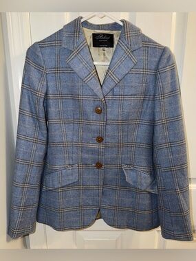 Belvest Peter Elliot Italy 100% Cashmere Blazer Blue Plaid Jacket Women’s 38 IT